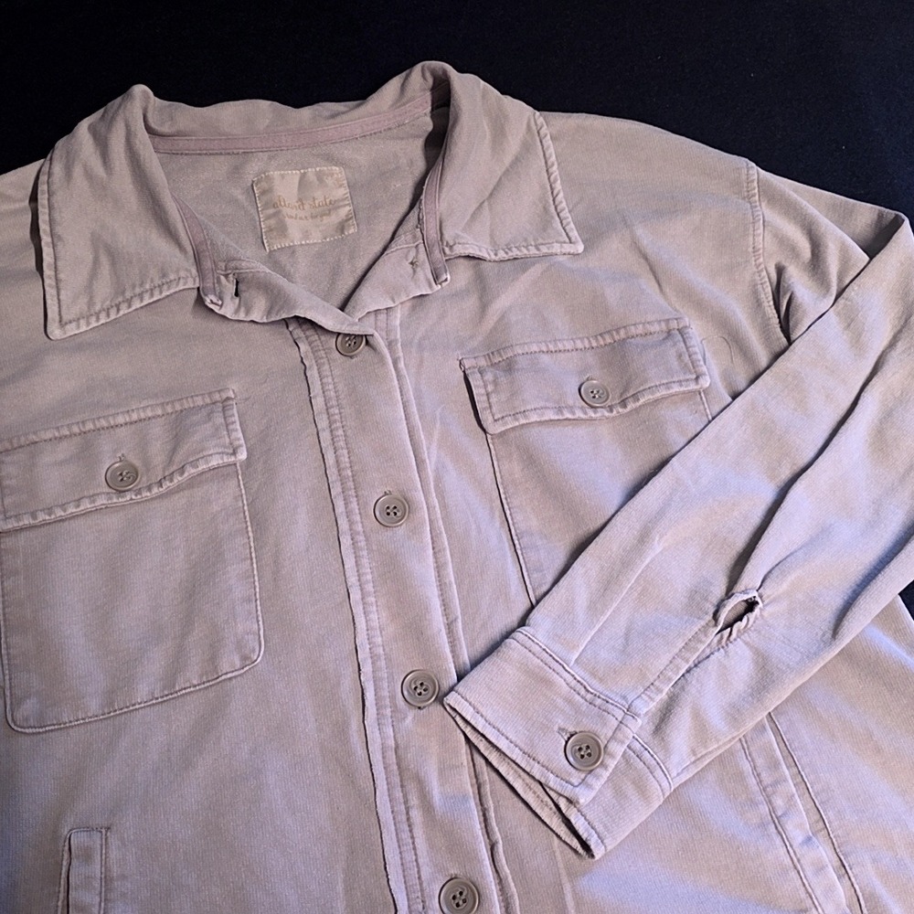 Altar'd State Shacket Women Small Grey Green Cotton Button Pockets Utility